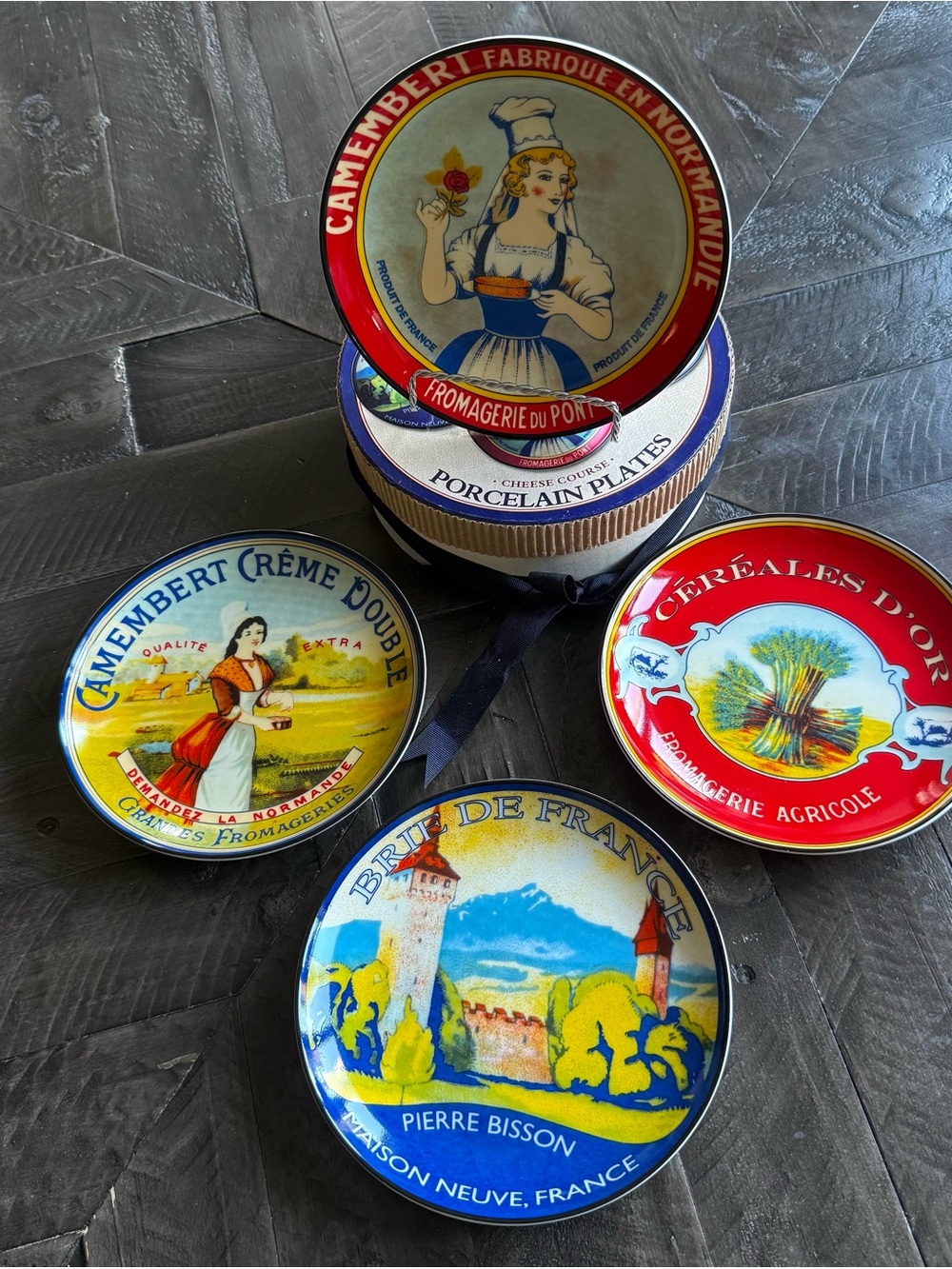 Vintage PIER 1 Imports Porcelain Cheese Course Appetizer Plates Set Of 4 New